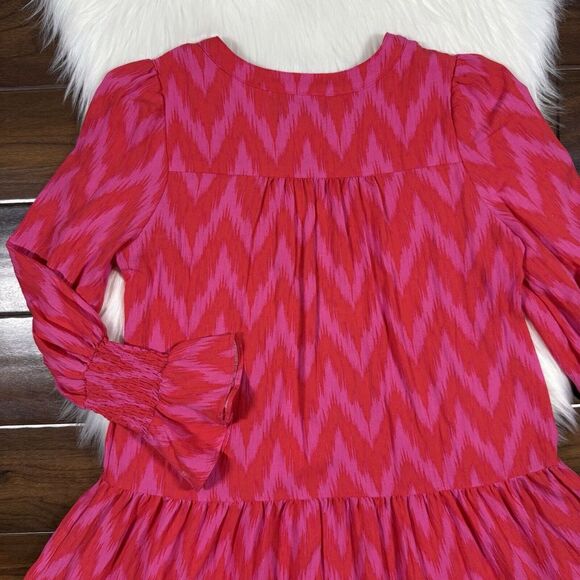 Tuckernuck Pomander Place Women's Size XS Hot Pink Ikat Kenzo Tiered Dress - Picture 8 of 10
